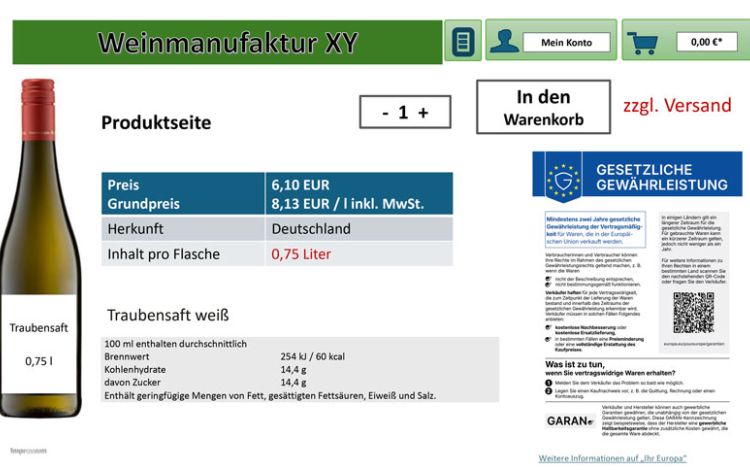 Neuer Gewährleistungshinweis beim Weinverkauf